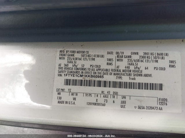 Ford Transit-150 2019 1FTYE1CM1KKB60985 Image 9