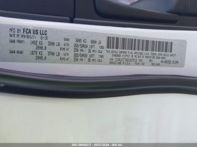1C4RJFCT0GC427913 Jeep Grand Cherokee High Altitude
