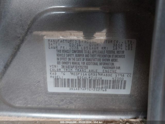 3N1AB7AP7GY252768 Nissan SENTRA SR