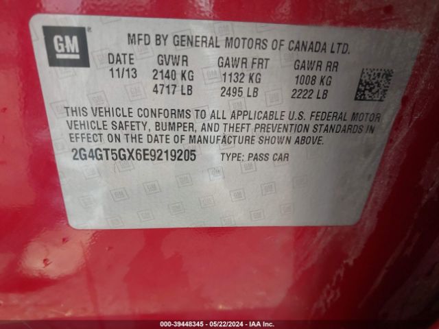 2G4GT5GX6E9219205 Buick REGAL GS