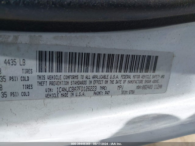 Jeep Compass Altitude Edition 2015 1C4NJCBA7FD126223 Image 9