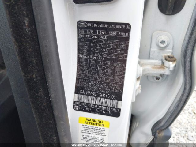 2016 LAND ROVER RANGE ROVER EVOQUE SALVP2BG6GH145006 Photo 8