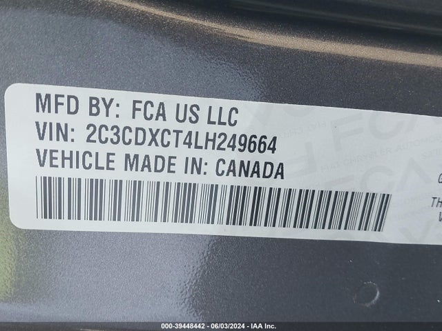 2C3CDXCT4LH249664 Dodge Charger R/t Rwd