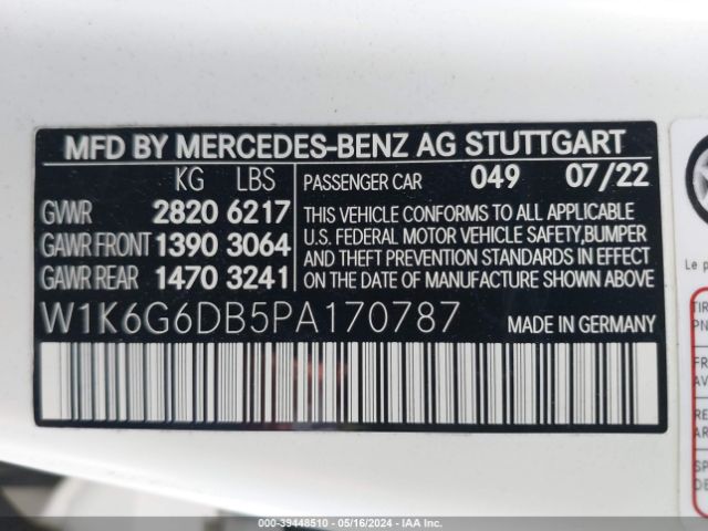 W1K6G6DB5PA170787 Mercedes-Benz S 500 4matic