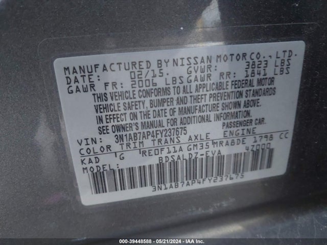 Nissan SENTRA SV 2015 3N1AB7AP4FY237675 Image 9