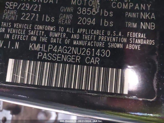 Hyundai Elantra Limited 2022 KMHLP4AG2NU261430 Image 9
