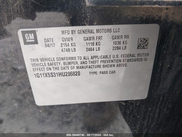 Chevrolet Impala 1fl 2017 1G11X5S31HU206820 Image 9