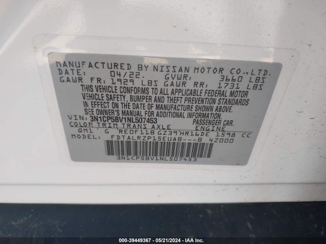 Nissan Kicks S Xtronic Cvt 2022 3N1CP5BV1NL507453 Image 9