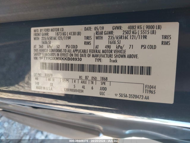 Ford Transit-250 2019 1FTYR3XMXKKB08930 Image 9