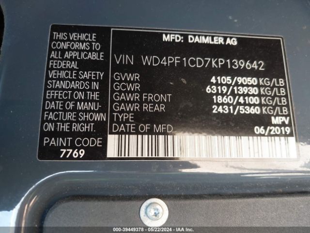 WD4PF1CD7KP139642 Mercedes-Benz Sprinter 2500 High Roof V6