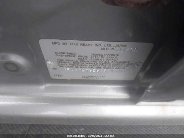 2006 SUBARU IMPREZA JF1GD67626G524840 Photo 8