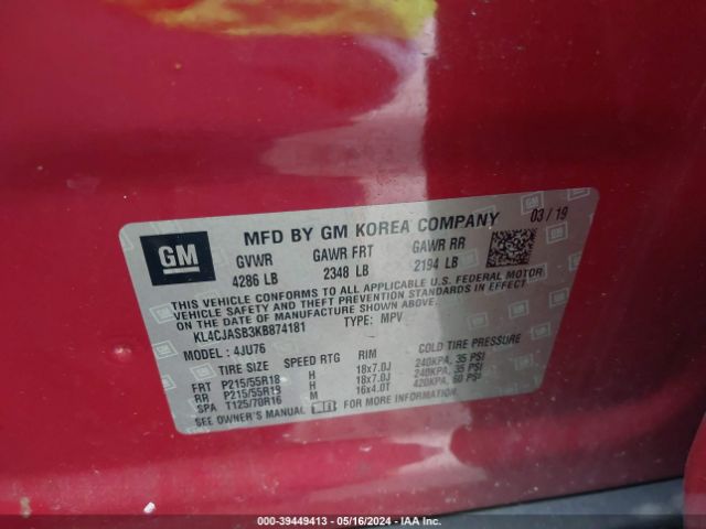 KL4CJASB3KB874181 Buick Encore Fwd Preferred