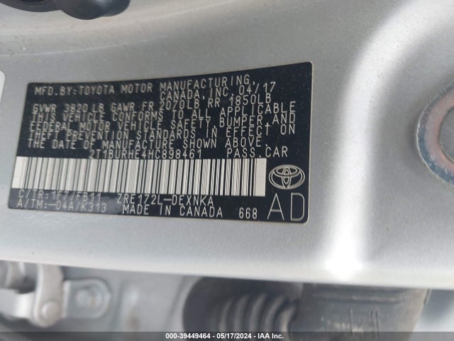 Toyota COROLLA LE 2017 2T1BURHE4HC898461 Image 9
