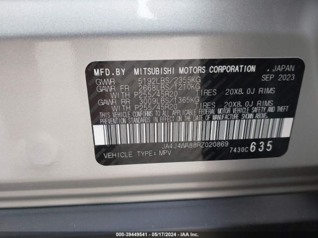 JA4J4WA88RZ020869 Mitsubishi Outlander Sel 2.5 S-awc