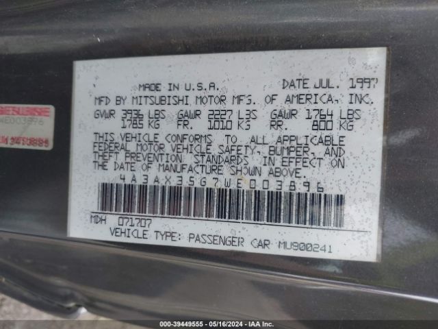 1998 MITSUBISHI ECLIPSE SPYDER 4A3AX35G7WE003896 Photo 8