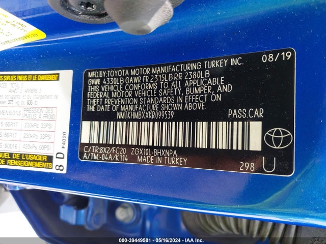 Toyota C-HR LE 2019 NMTKHMBXXKR099539 Image 9