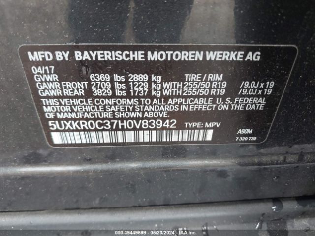5UXKR0C37H0V83942 BMW X5 Xdrive35i