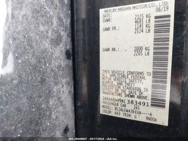 1N4AA6AV9KC383491 Nissan Maxima 3.5 Sl