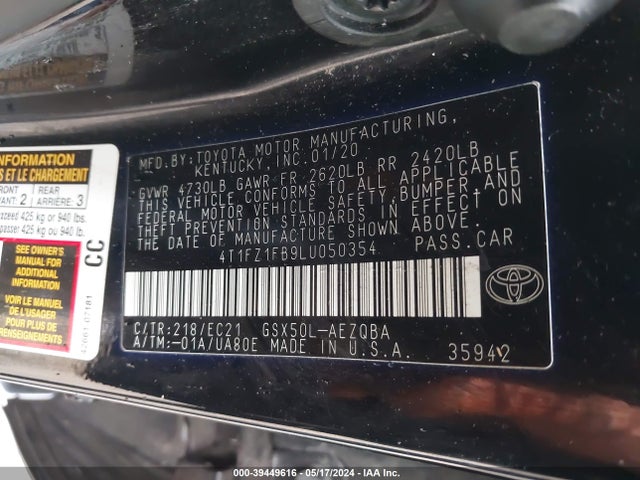Toyota Avalon Trd 2020 4T1FZ1FB9LU050354 Image 9