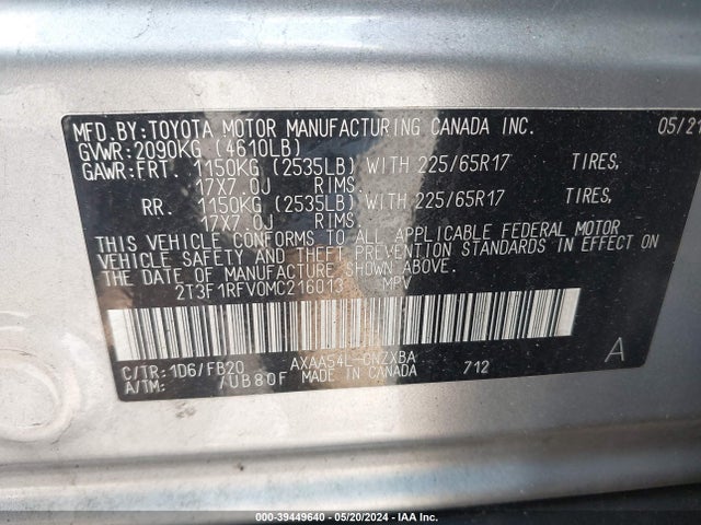 Toyota RAV4 LE 2021 2T3F1RFV0MC216013 Image 9