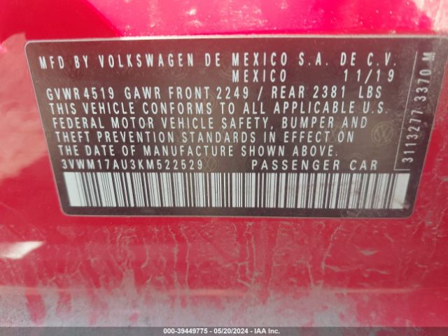 3VWM17AU3KM522529 Volkswagen Golf Alltrack Tsi S/tsi Se/tsi Sel