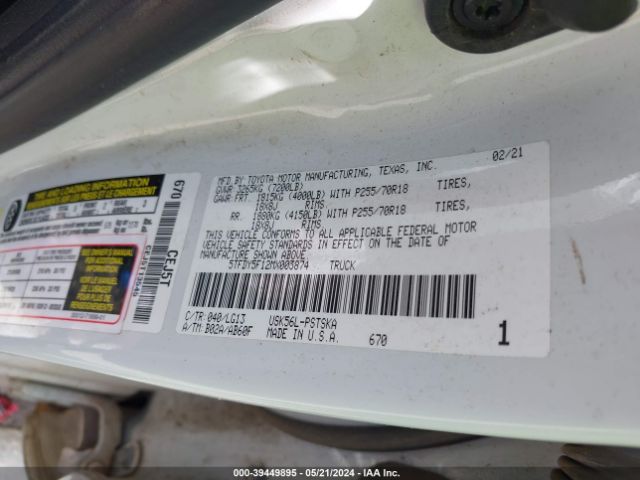 5TFDY5F12MX003874 Toyota Tundra Sr5