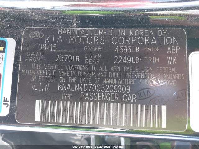 KIA Cadenza Limited 2016 KNALN4D70G5209309 Image 9
