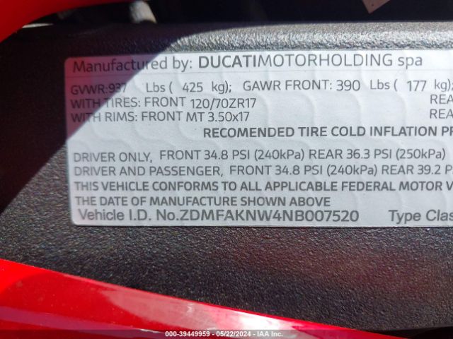 2022 DUCATI STREETFIGHTER ZDMFAKNW4NB007520 Photo 9