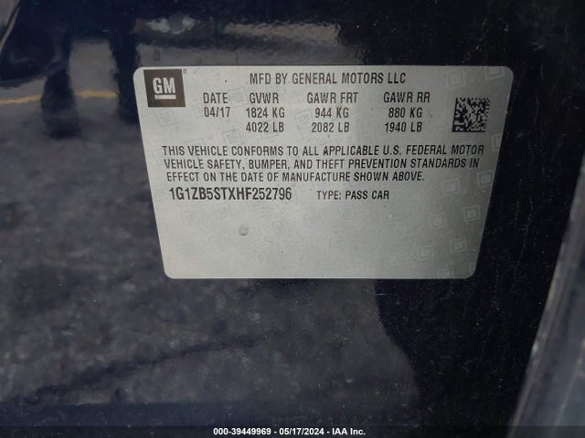 Chevrolet MALIBU LS 2017 1G1ZB5STXHF252796 Image 9