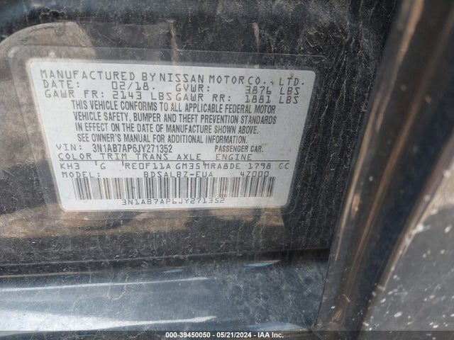 Nissan SENTRA S 2018 3N1AB7AP6JY271352 Image 9