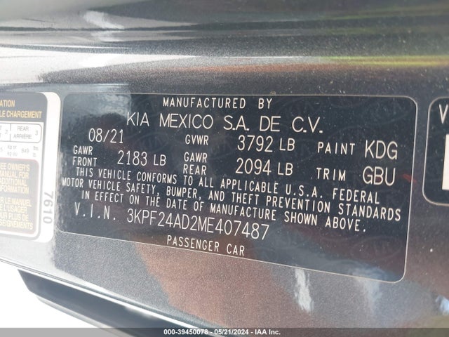 KIA Forte Lxs 2021 3KPF24AD2ME407487 Image 9