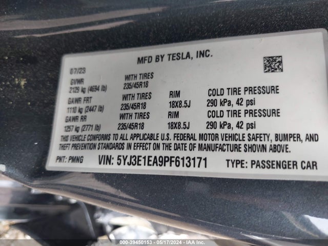 Tesla Model 3 Rear-wheel Drive 2023 5YJ3E1EA9PF613171 Image 9