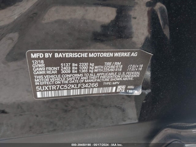 BMW X3 Sdrive30i 2019 5UXTR7C52KLF34266 Image 9