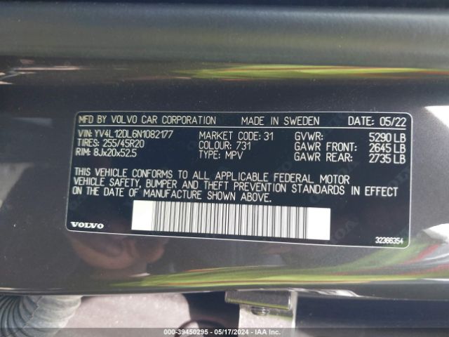 YV4L12DL6N1082177 Volvo Xc60 B5 Inscription
