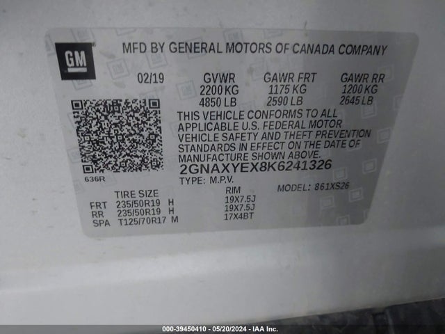 Chevrolet Equinox Premier 2019 2GNAXYEX8K6241326 Image 9