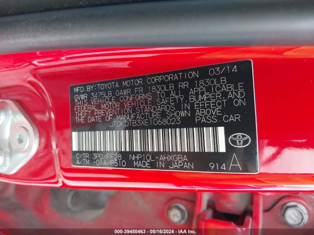 Toyota Prius C Three 2014 JTDKDTB3XE1068023 Image 9