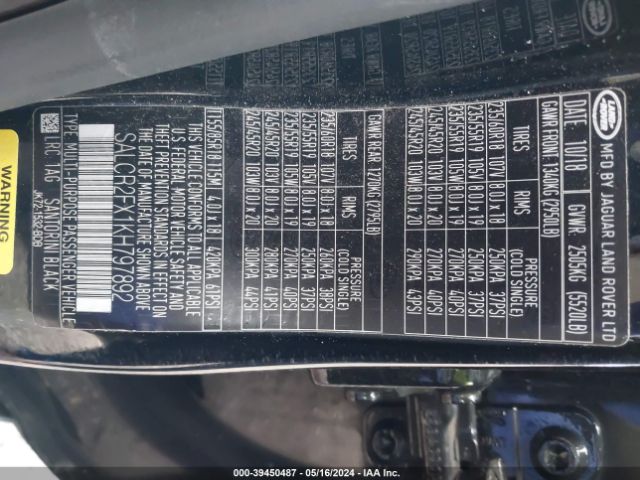 SALCR2FX1KH797892 Land Rover Discovery Sport Hse/landmark Edition
