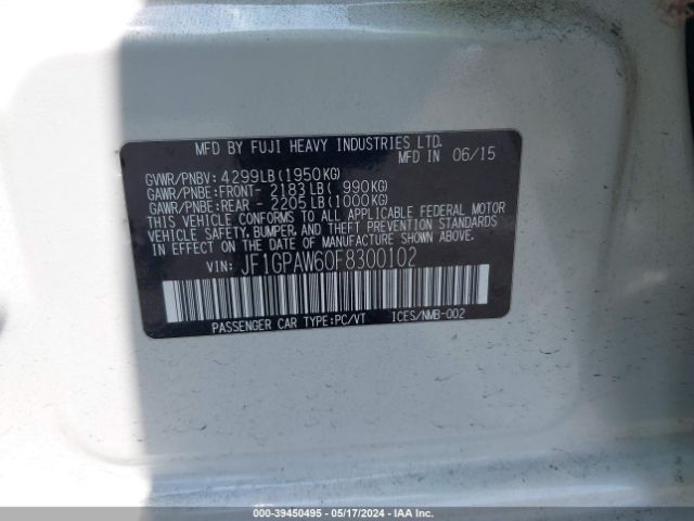 JF1GPAW60F8300102 Subaru Impreza 2.0i Sport Limited