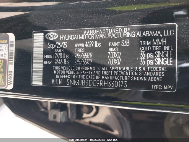 Hyundai TUCSON SEL 2024 5NMJB3DE9RH330173 Image 9