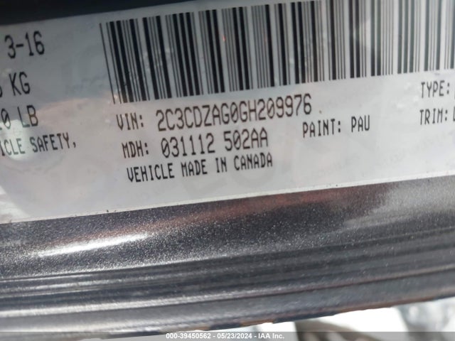 Dodge Challenger Sxt 2016 2C3CDZAG0GH209976 Image 9