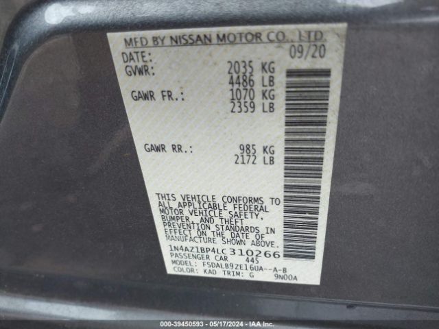1N4AZ1BP4LC310266 Nissan Leaf S 40 Kwh