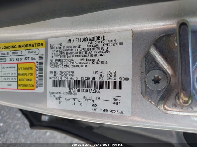 Ford Fusion Hybrid Se 2018 3FA6P0LUXJR175206 Image 9