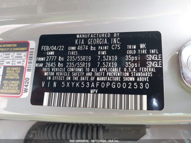 5XYK53AF0PG002530 KIA Sportage Sx-prestige