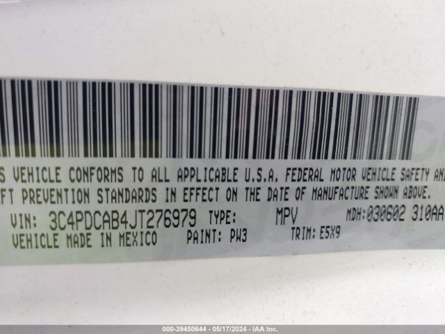 3C4PDCAB4JT276979 Dodge JOURNEY SE