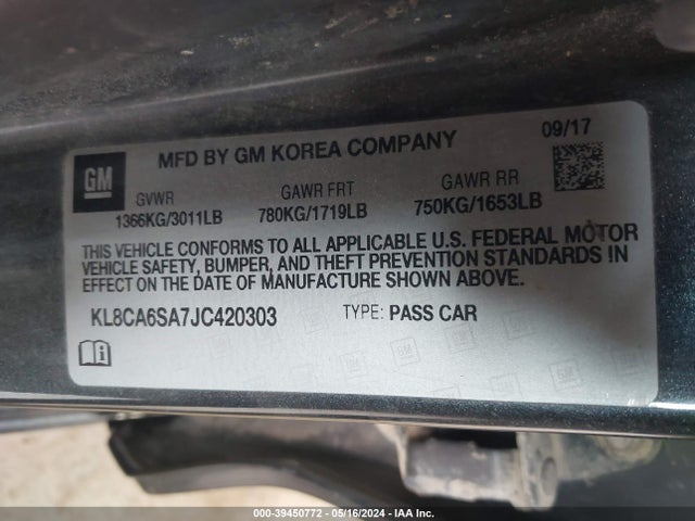 Chevrolet Spark Ls Manual 2018 KL8CA6SA7JC420303 Image 9