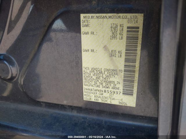 1N4AB7APXEN855937 Nissan Sentra Fe+ S/fe+ Sv/s/sl/sr/sv