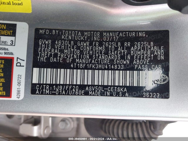 Toyota CAMRY SE 2017 4T1BF1FK3HU414833 Image 9