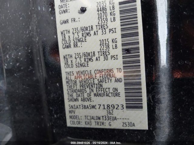 5N1AT3BA5MC718923 Nissan Rogue Sv Fwd
