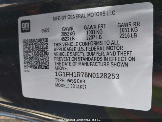 1G1FH1R78N0128253 Chevrolet Camaro Rwd  2ss