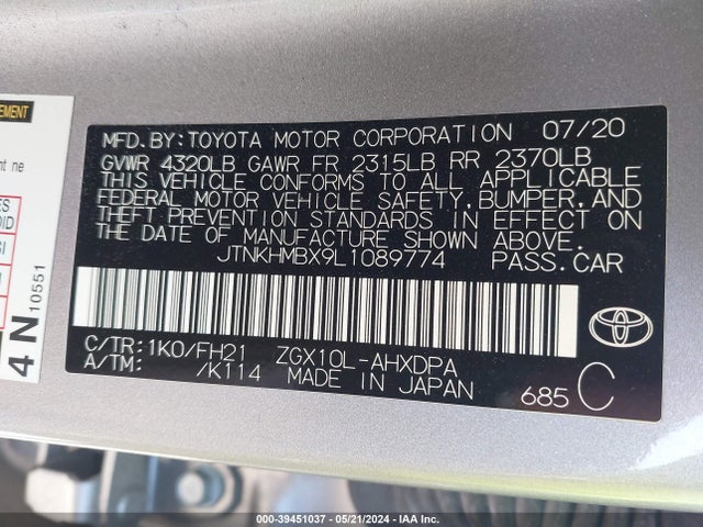 Toyota C-HR LE 2020 JTNKHMBX9L1089774 Image 9